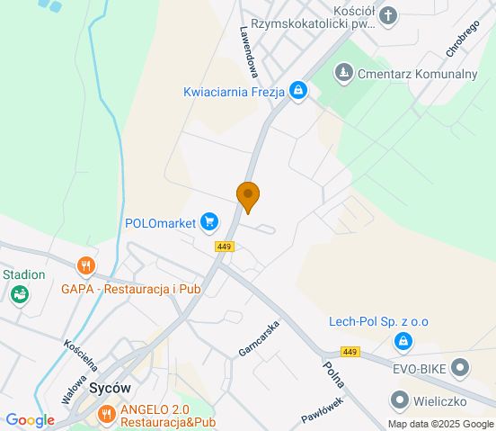 Mapa dojazdu do hurtowni motoryzacyjnej w miejscowości Syców