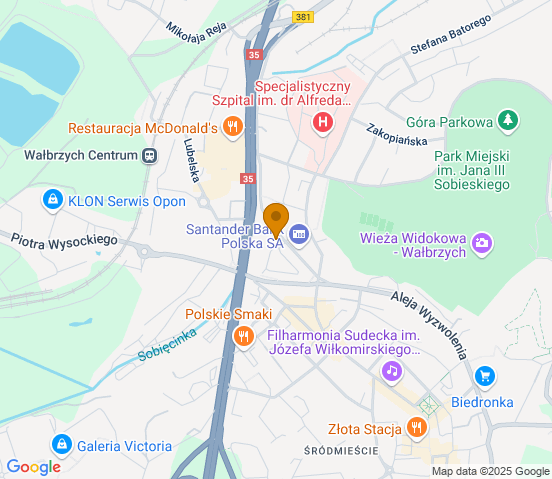 Mapa dojazdu do hurtowni motoryzacyjnej w miejscowości Wałbrzych