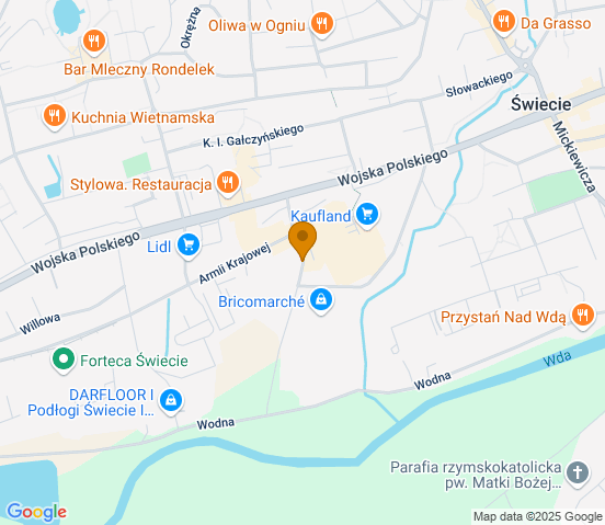 Mapa dojazdu do hurtowni motoryzacyjnej w miejscowości Świecie