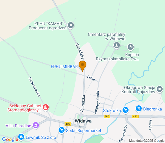 Mapa dojazdu do hurtowni motoryzacyjnej w miejscowości Widawa