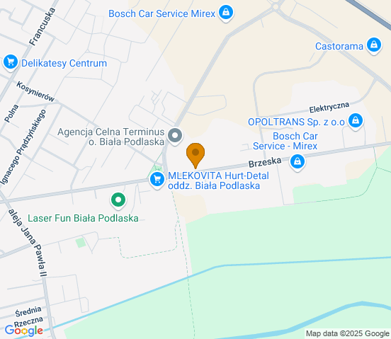 Mapa dojazdu do hurtowni motoryzacyjnej w miejscowości Biała Podlaska