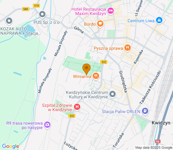 Mapa dojazdu do hurtowni motoryzacyjnej w miejscowości Kwidzyn