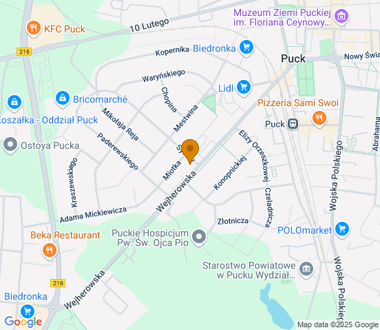 Mapa dojazdu do hurtowni motoryzacyjnej w miejscowości Puck