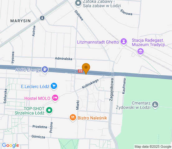 Mapa dojazdu do warsztatu samochodowego w miejscowości Łódź