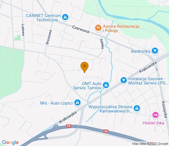 Mapa dojazdu do warsztatu samochodowego w miejscowości Tarnów