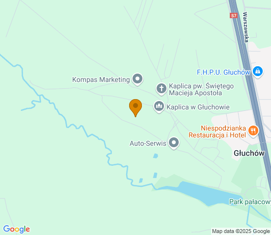 Mapa dojazdu do warsztatu samochodowego w miejscowości Głuchów