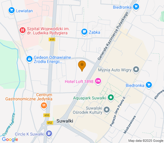 Mapa dojazdu do warsztatu samochodowego w miejscowości Suwałki