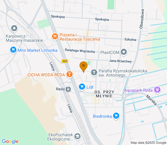 Mapa dojazdu do warsztatu samochodowego w miejscowości Reda