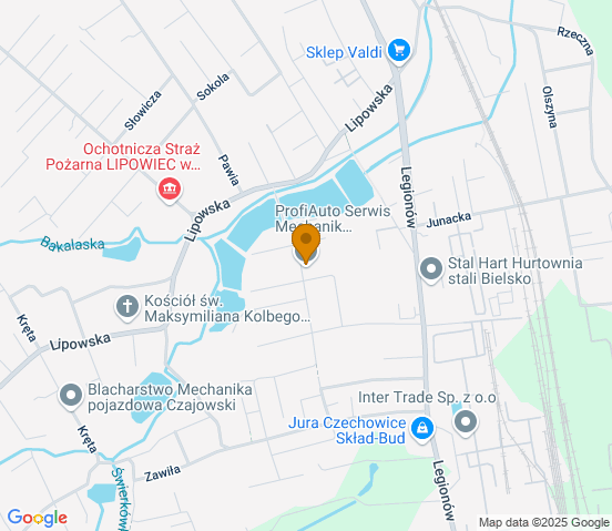 Mapa dojazdu do warsztatu samochodowego w miejscowości Czechowice-Dziedzice