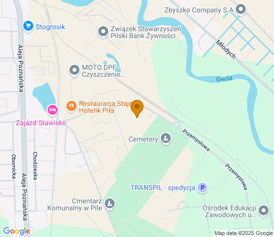 Mapa dojazdu do warsztatu samochodowego w miejscowości Piła