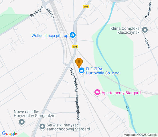 Mapa dojazdu do warsztatu samochodowego w miejscowości Stargard